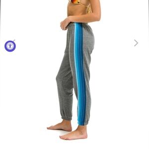 Gray Joggers with Blue Stripe